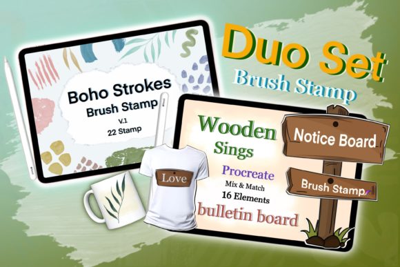 Download Procreate Brushes Wooden Strokes Stamps - Procreate brush Collection
