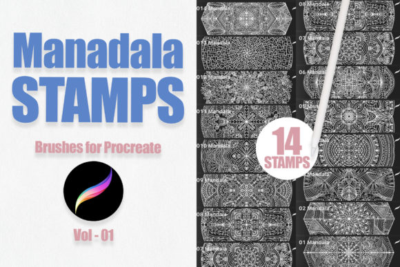 Download Procreate Brushes. Mandala Stamps Vol-01 - Procreate brush Collection