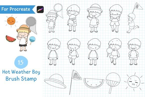 Download Procreate Brush Stamp Hot Weather Boy - Procreate brush Collection