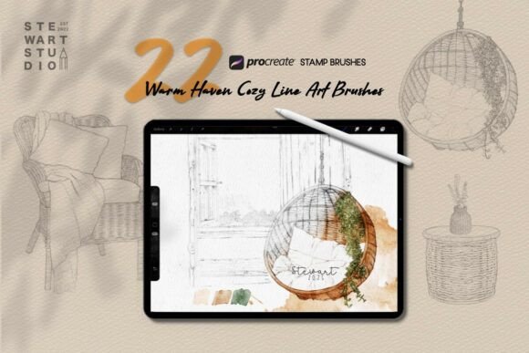 Download Warm Haven Cozy Line Art Brushes - Line Collection