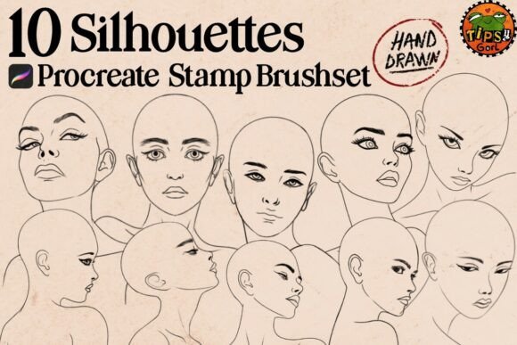 Download 10 Female Silhouettes Procreate Brushset - Procreate brush Collection