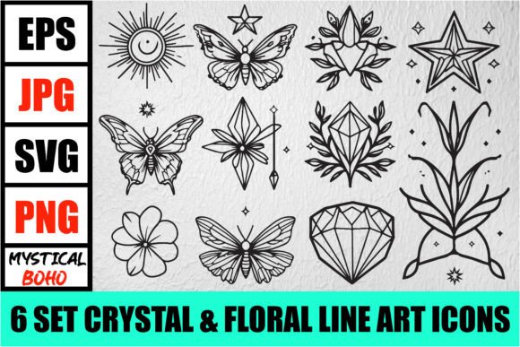 Download Mystic Boho Celestial Line Art Pack - Line Collection