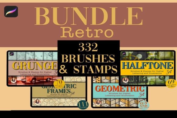 Download 332 Vintage Retro Procreate Brush Bundle - Procreate brush Collection