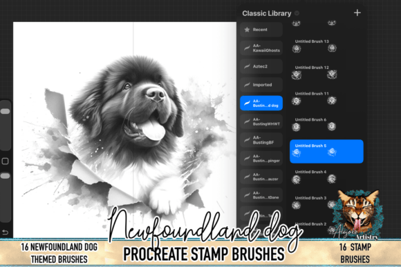 Download Newfoundland Dog Procreate Brush Stamps - Procreate brush Collection