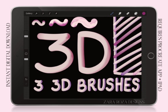 Download 3D Brush Set - Procreate Monoline &amp; Pens - Line Collection