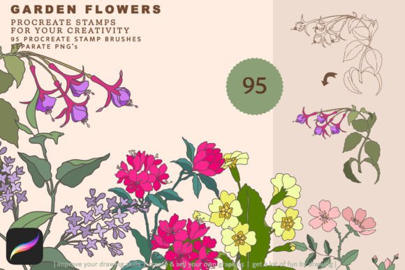 Download Garden Flowers Stamps Procreate Brushes - Procreate brush Collection
