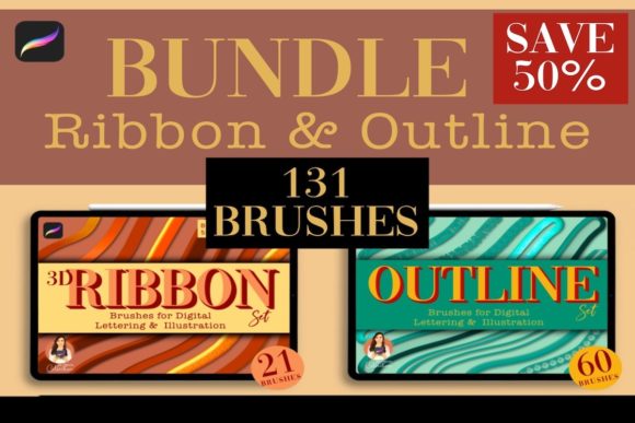 Download 131 Ribbon and Outline Procreate Bundle - Line Collection