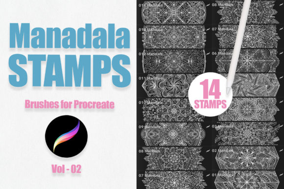 Download Procreate Brushes. Mandala Stamps Vol-02 - Procreate brush Collection