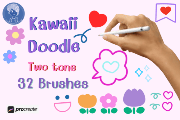 Download Kawaii Doodle Procreate Brush Set - Procreate brush Collection