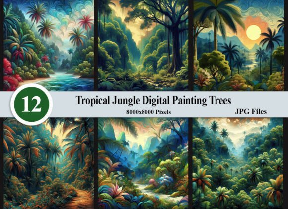 Download Tropical Jungle Digital Painting Trees - Premium Resources