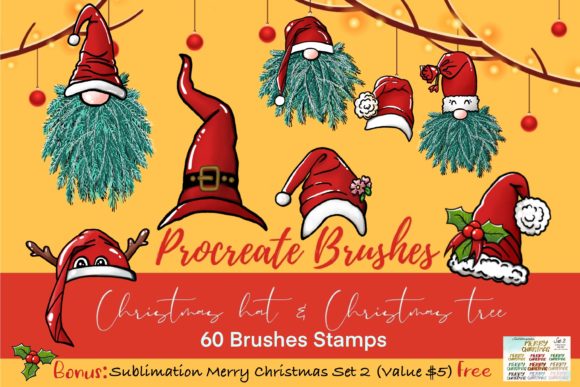 Download Procreate Brushes Christmas Hat &amp; Christ - Procreate brush Collection