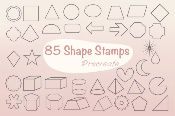 Download 85 Shape 2D &amp; 3D Procreate Brush Stamps - Procreate brush Collection