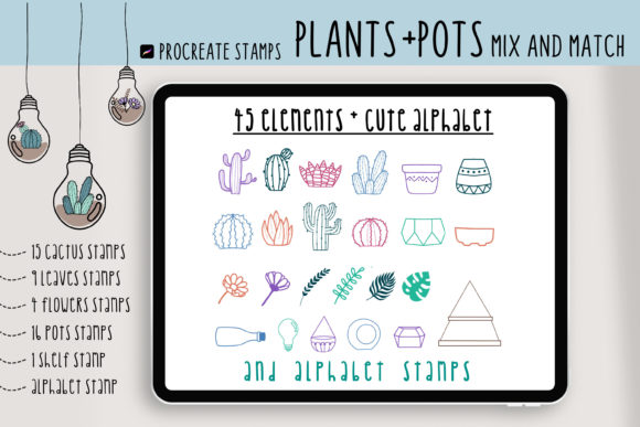 Download Procreate Brushes Stamps Plants and Pots - Procreate brush Collection