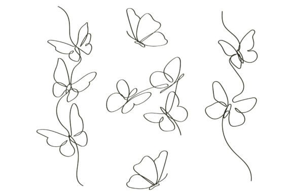 Download Hand-drawn Continuous Line Art Butterfly - Line Collection