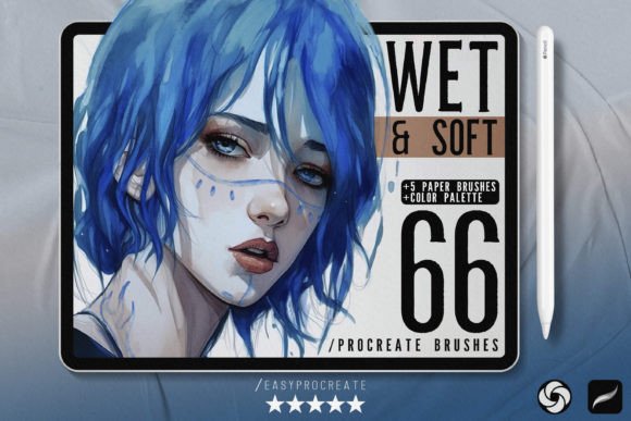 Download 66 Wet &amp; Soft Procreate Brushes - Procreate brush Collection