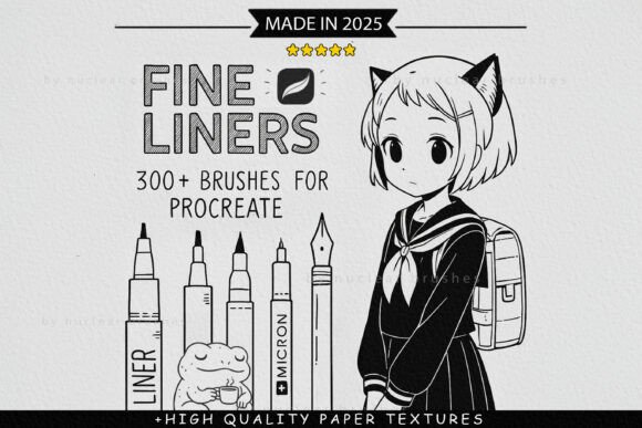 Download 300 Fine Line Brushes for Procreate - Line Collection