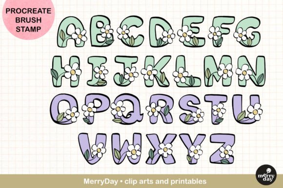 Download ABC Procreate Brush Stamp Flower Design - Procreate brush Collection