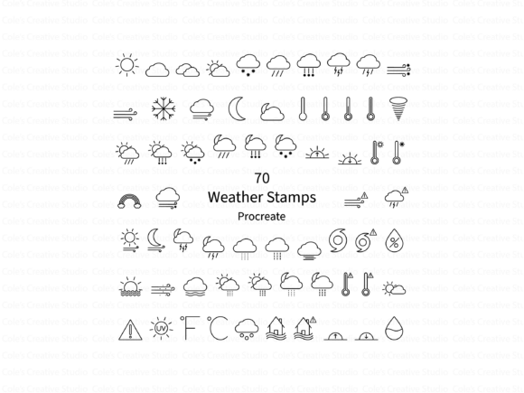 Download 70 Weather Symbol Procreate Brush Stamps - Procreate brush Collection