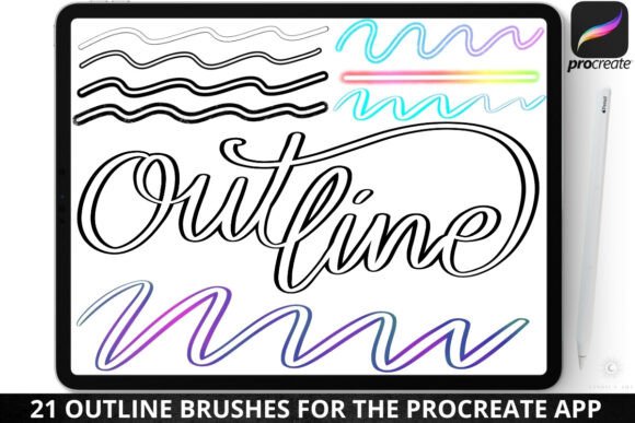 Download Procreate Outline Lettering Hollow Brush - Line Collection