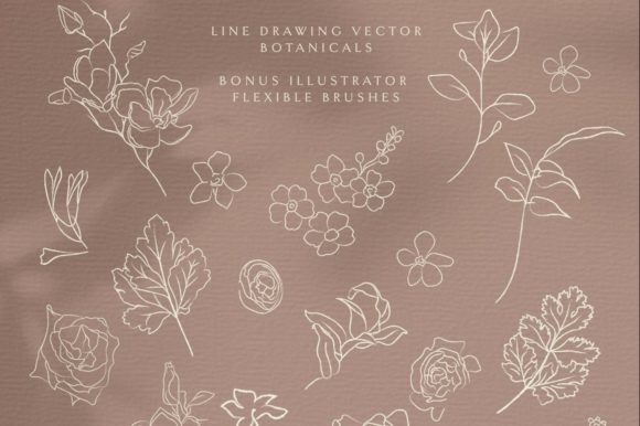 Download Line Drawing Botanicals, Plants. Wreath. - Line Collection