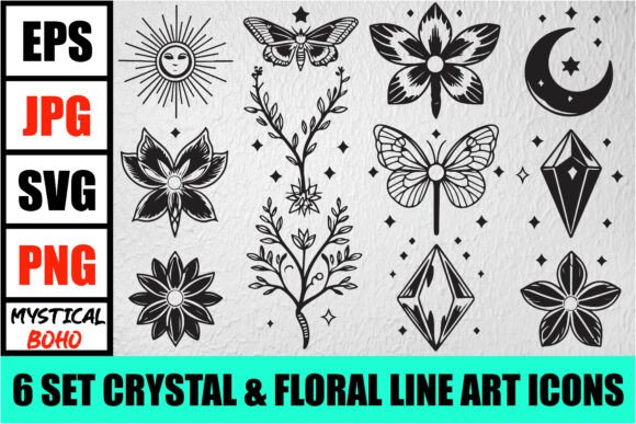 Download Mystic Boho Celestial Line Art Pack - Line Collection