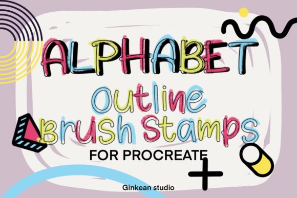 Download Alphabet Procreate Outline Brush Stamp - Line Collection