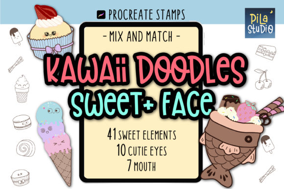 Download Procreate Brushes Stamps Sweet &amp; Face - Procreate brush Collection