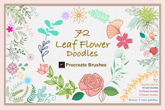Download Procreate Brushes Leaf Flower Doodles - Procreate brush Collection
