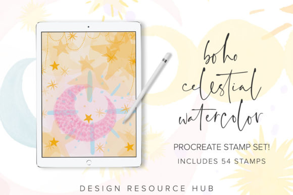 Download Boho Sky Watercolor Procreate Stamps - Watercolor procreate Collection