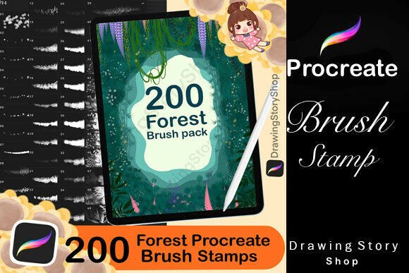 Download 200 Forest Nature Procreate Brushes - Procreate brush Collection