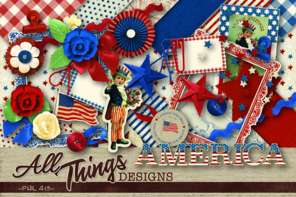Download America Digital Scrapbook Kit - Digital scrapbook Collection