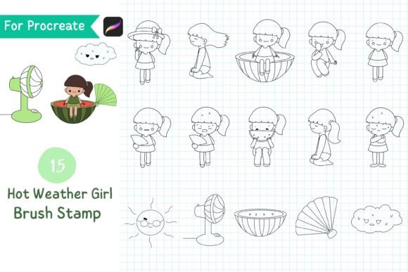 Download Procreate Brush Stamp Hot Weather Girl - Procreate brush Collection