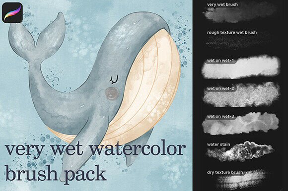 Download Very Wet Watercolor Procreate Brush - Procreate brush Collection