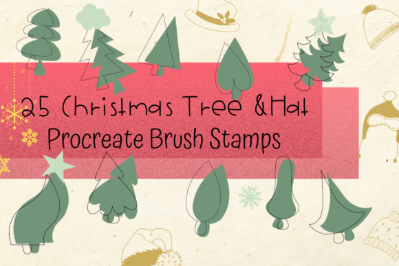 Download Procreate Brush Stamp Christmas Tree&amp;Hat - Procreate brush Collection