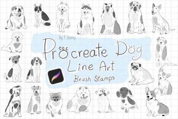 Download Procreate Dog Line Art Brush Stamps - Line Collection