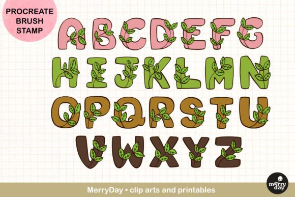 Download ABC Procreate Brush Stamp  Leaves Design - Procreate brush Collection